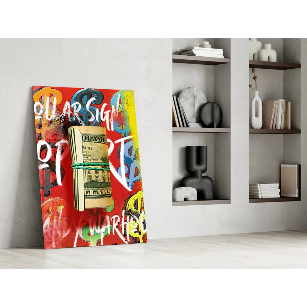 Vibrant graffiti-style glass wall art with bundled U.S. on canvas