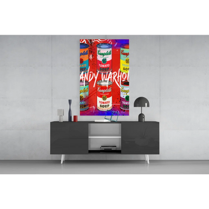 Vibrant Warhol Campbell’s soup pop art canvas wall art in bold hues