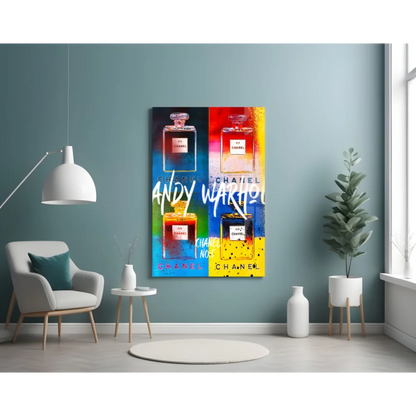 Vibrant Warhol-style Chanel perfume pop art wall canvas