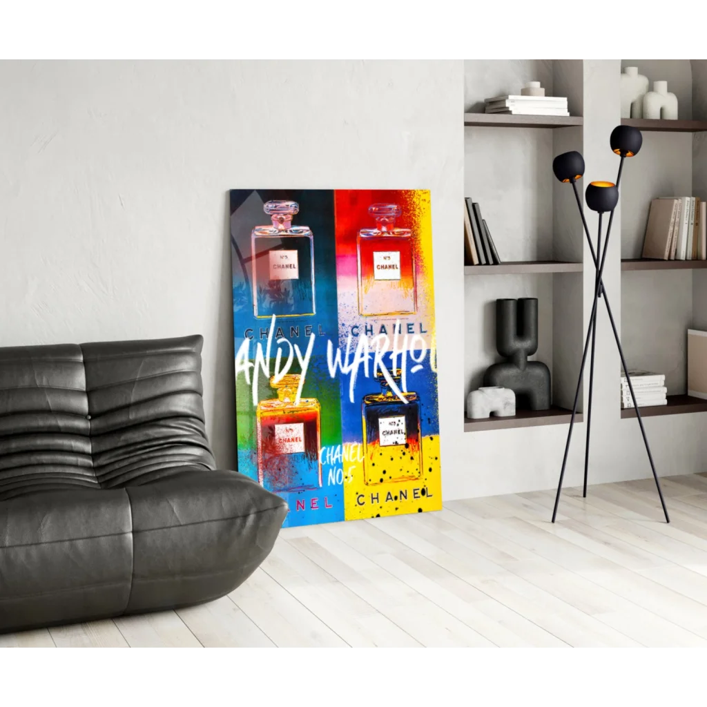Vibrant Warhol-style Chanel No. 5 pop art wall canvas