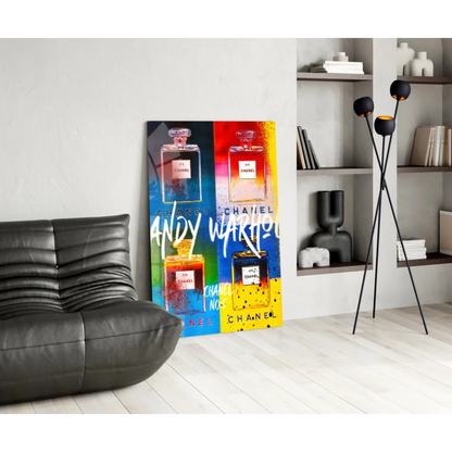 Vibrant Warhol-style Chanel No. 5 pop art wall canvas