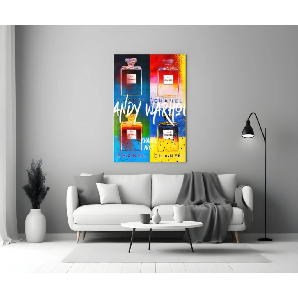 Andy Warhol-style Chanel perfume wall art canvas