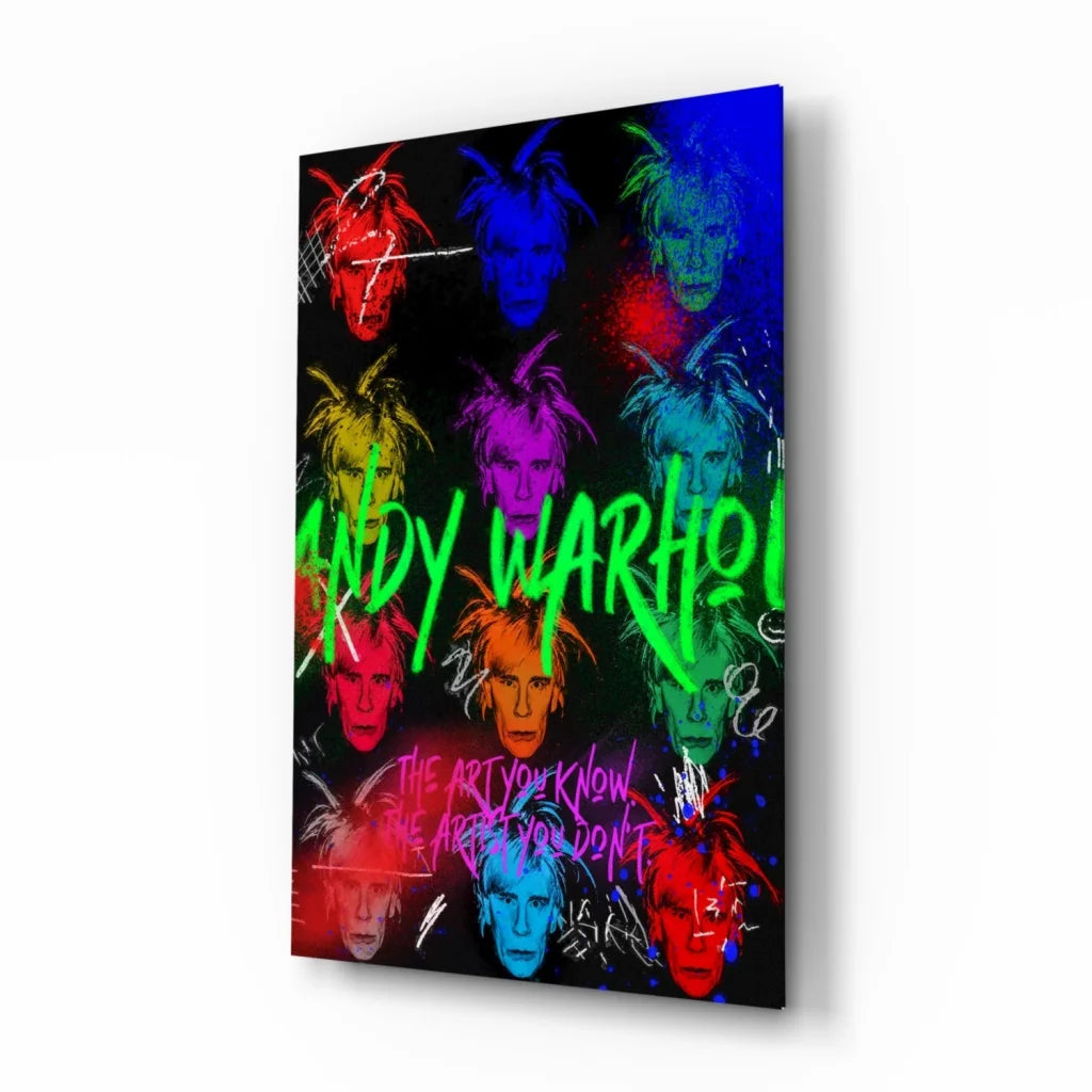 Neon Warhol Pop Art Glass Wall Art with Bold Graffiti Lettering | Insigneart USA | vintageantiquesgifts.com