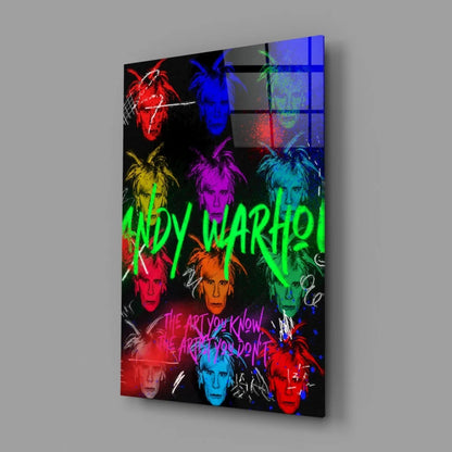 Neon Warhol Pop Art Glass Wall Art with Bold Graffiti Lettering | Glass Wall Art Print | vintageantiquesgifts.com