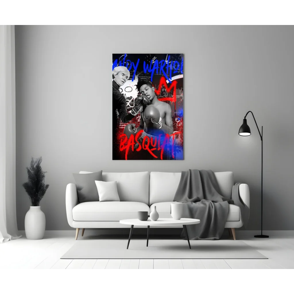 Vibrant Basquiat boxing legend graffiti wall art canvas print