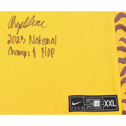 Yellow Nike jersey with Angel Reese autograph and LSU Tigers inscription collectible