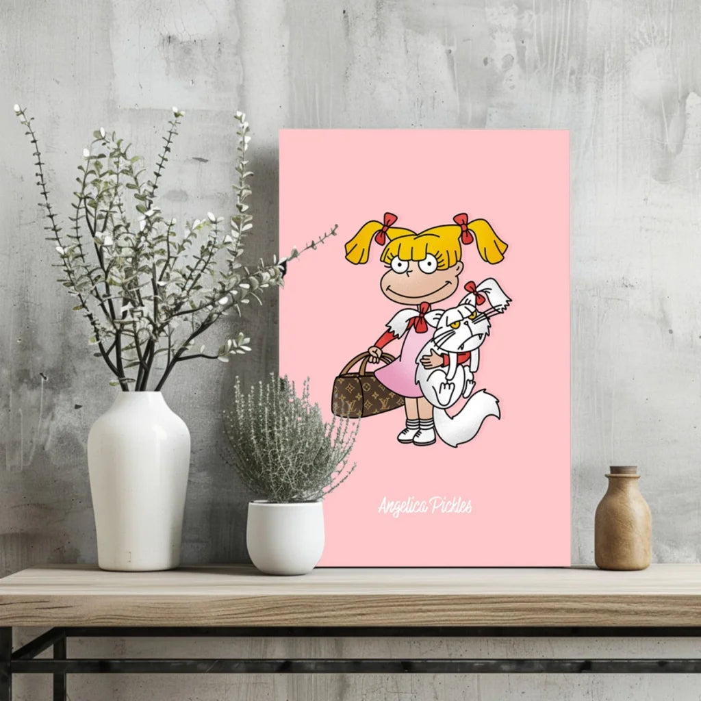 Insigne Aluminum Prints Featuring Blonde Girl with White Cat | Glass Wall Art Print | vintageantiquesgifts.com