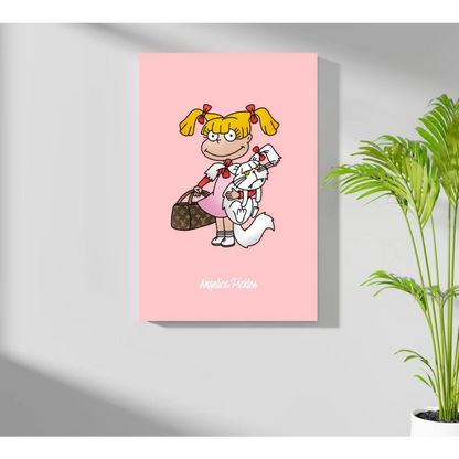 Insigne aluminum prints of blonde girl with white cat