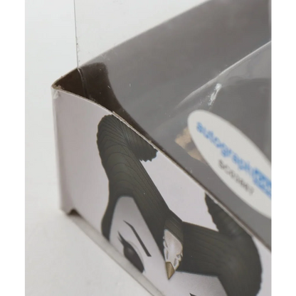 Damaged retail box with cartoon character design for Angelina Jolie Signed Funko Pop Maleficent figure