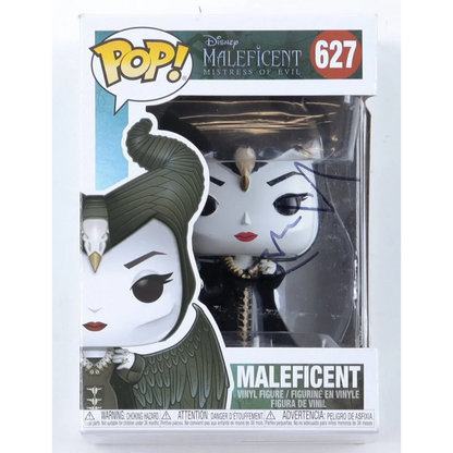Funko Pop Maleficent Mistress of Evil vinyl figure featuring Angelina Jolie signature in packaging