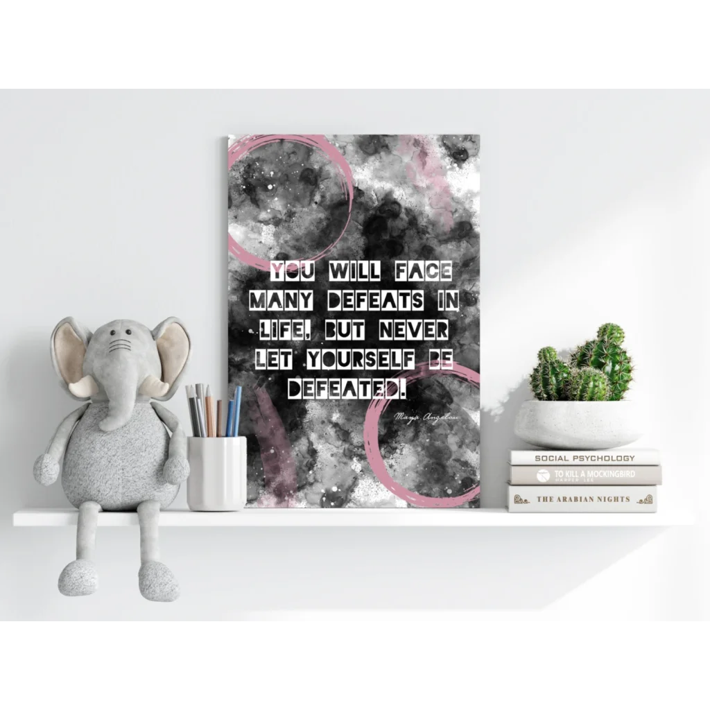 Black and pink watercolor Maya Angelou quote on Insigne aluminum print