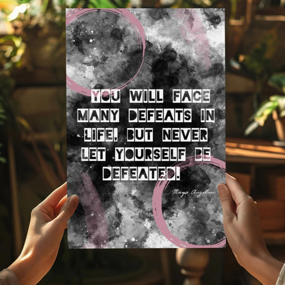 Maya Angelou defeats quote on insigne aluminum print