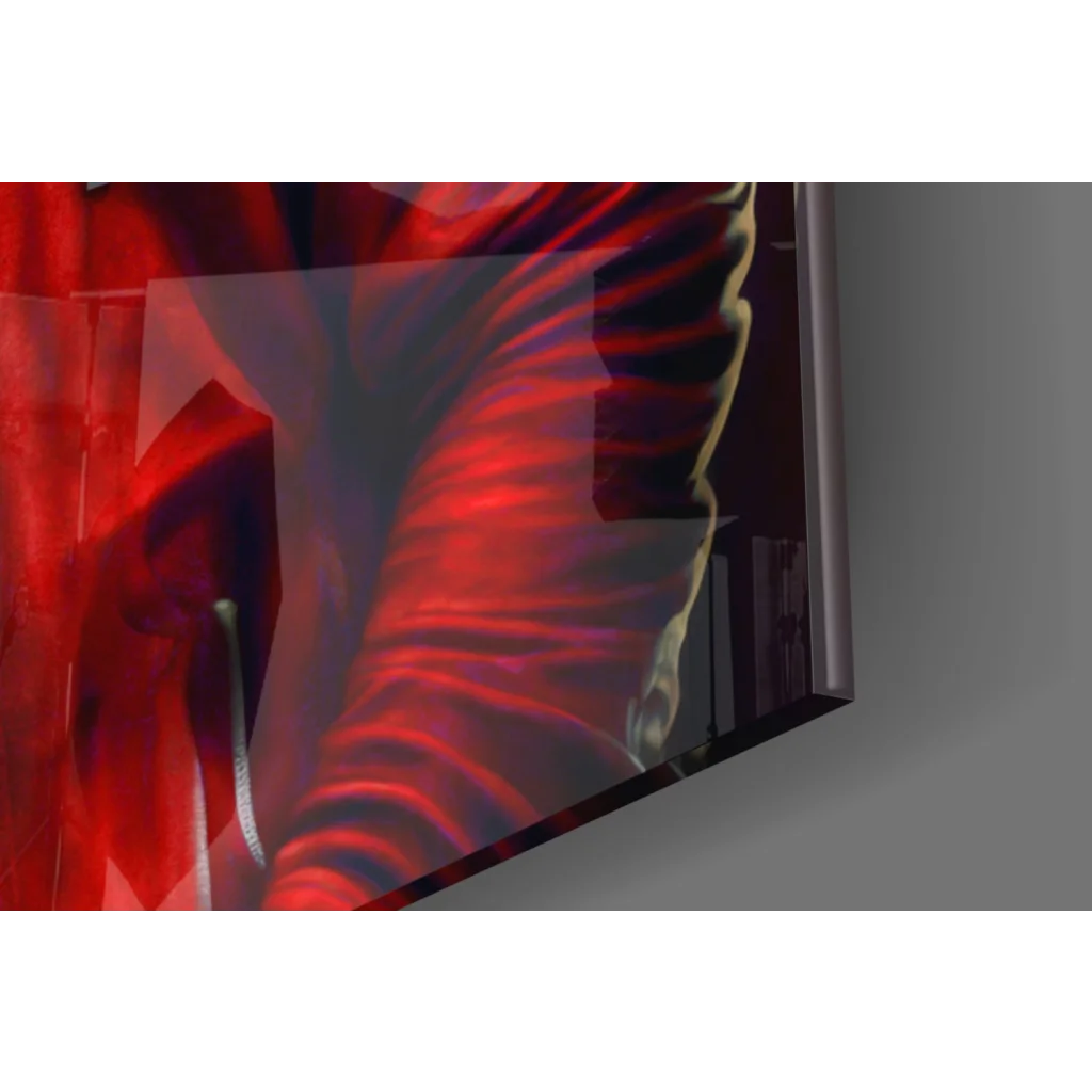 Sleek modern TV with red black abstract art on DJ Gorilla wall art