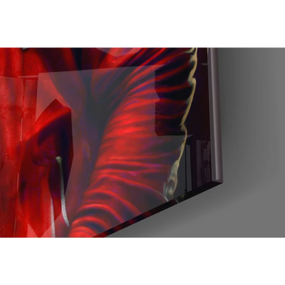 Sleek modern TV with red black abstract art on DJ Gorilla wall art