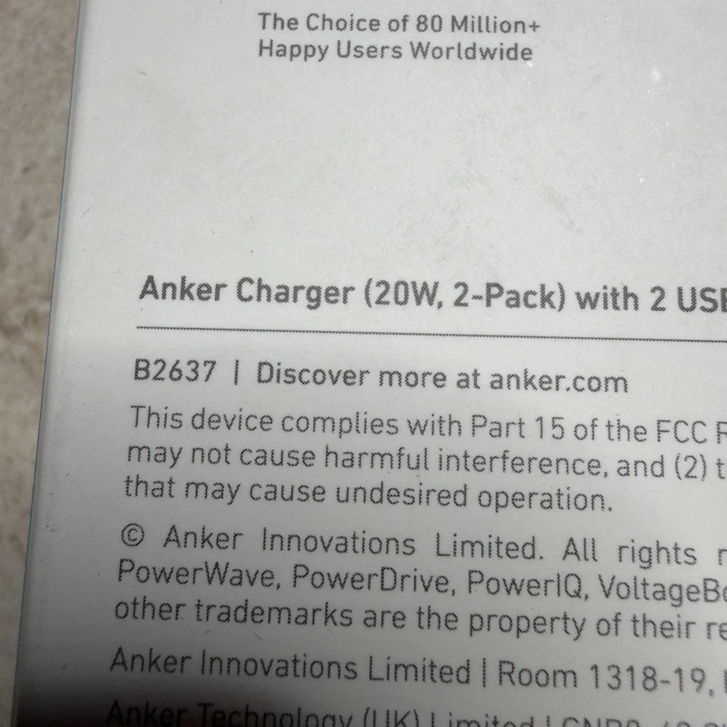 Anker 20W USB-C fast charger 2-pack with sleek white casing