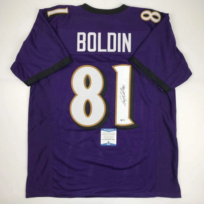 Baltimore Ravens purple and gold custom jersey with number 81 from professional sports league