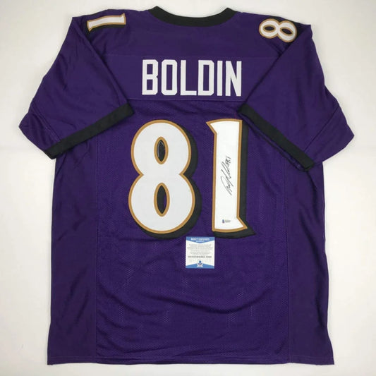 Baltimore Ravens purple and gold custom jersey with number 81 from professional sports league