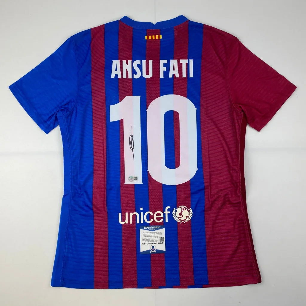 Ansu Fati signed Barcelona jersey with UNICEF logo and number 10