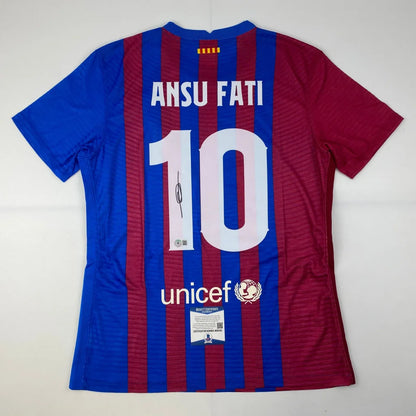Ansu Fati signed Barcelona jersey with UNICEF logo and number 10