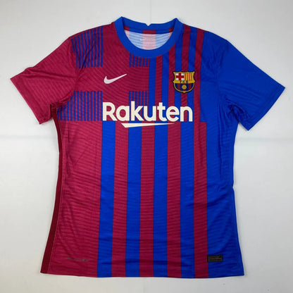 Ansu Fati signed Nike FC Barcelona jersey with red blue stripes and Rakuten logo