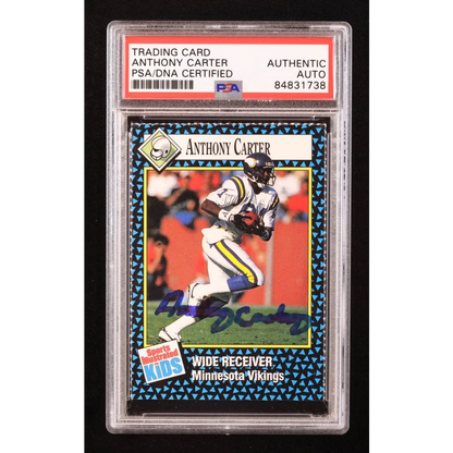 Anthony Carter signed football trading card from Sports Illustrated Kids, PSA graded