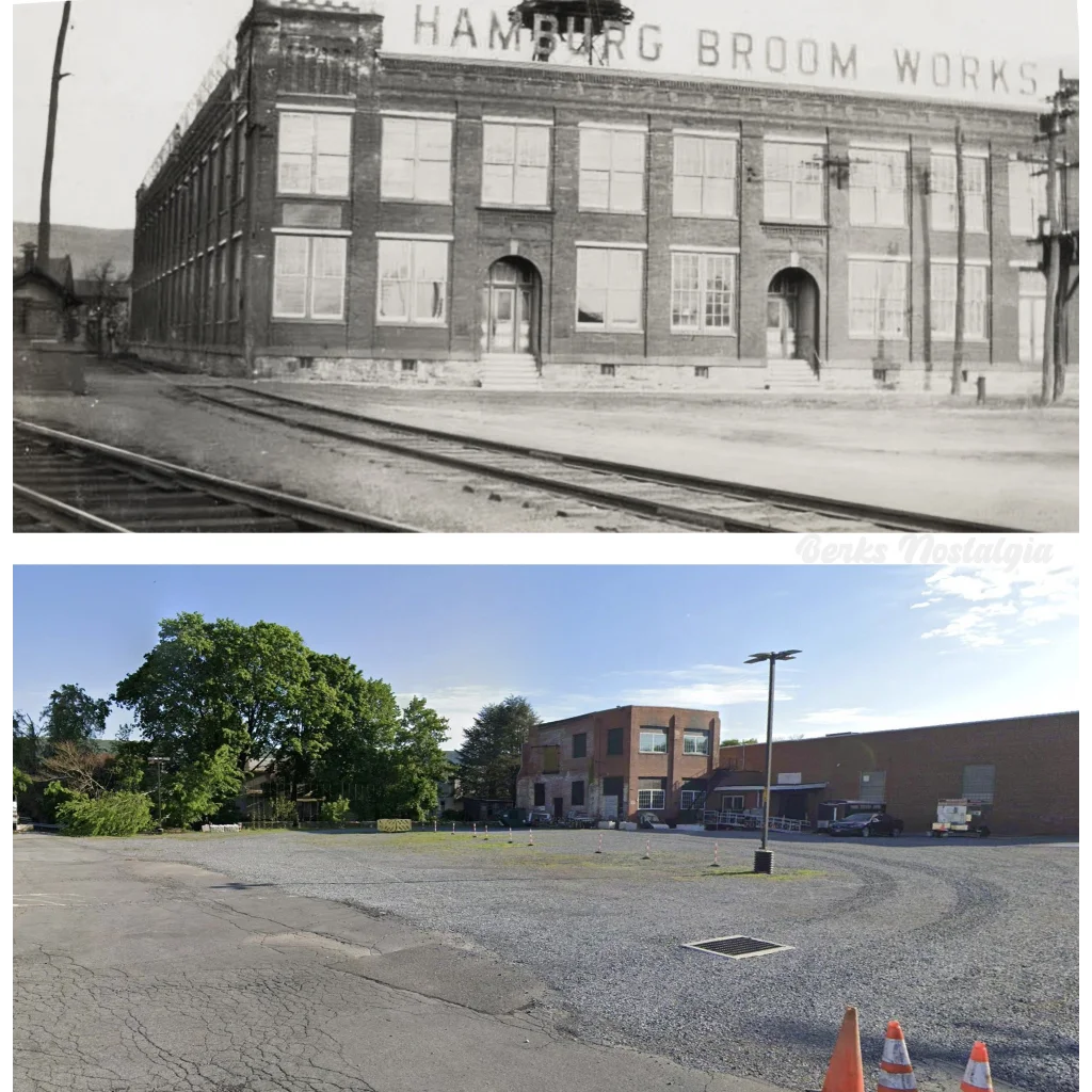 The hamburg broom works factory building featuring the vintage priscilla broom label from the 1920s rare priscilla broom
