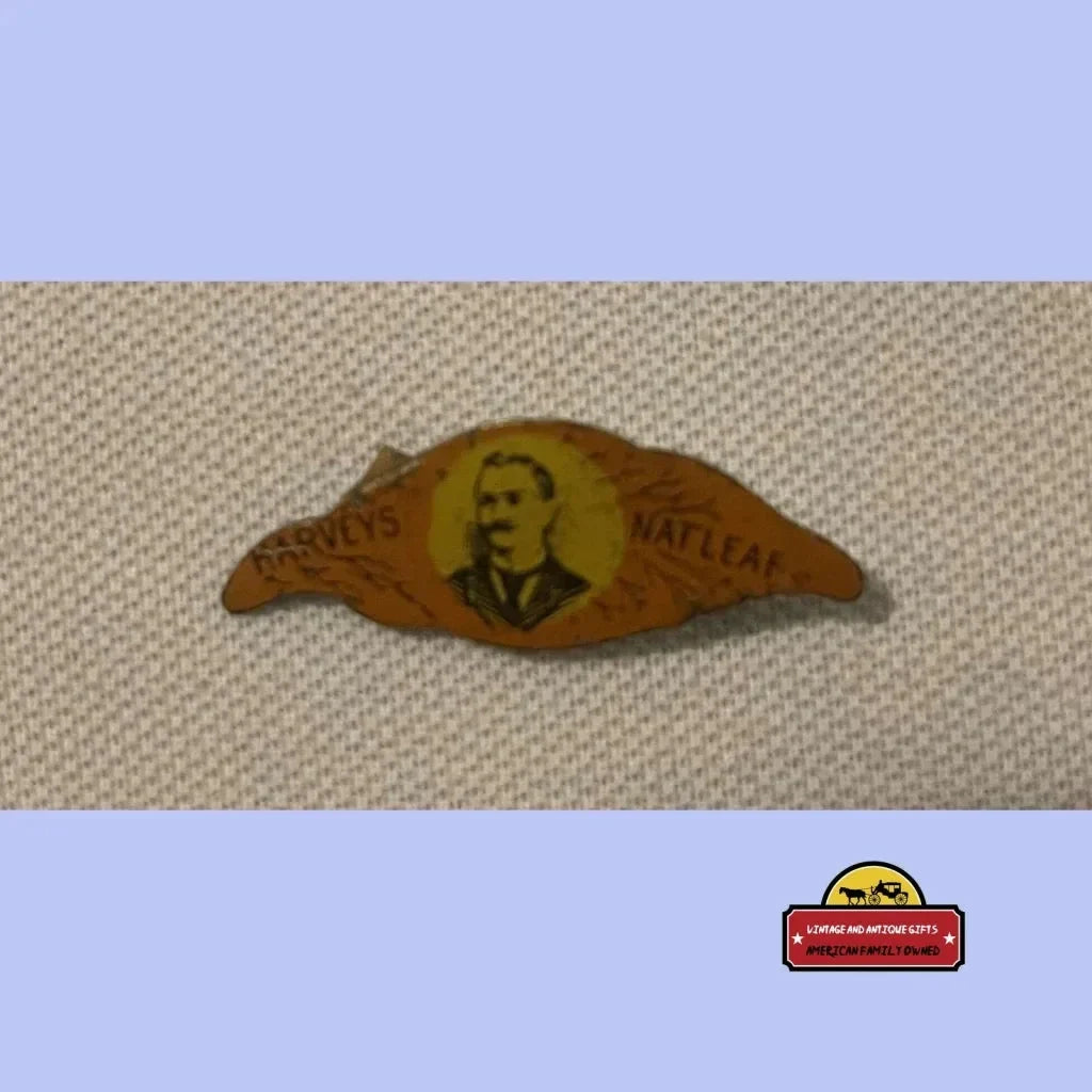 Antique 1870s-1910s Harvey’s Natleaf Tin Tobacco Tag Vintage Advertisements Rare - Collectible