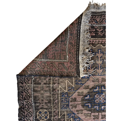 Antique 1880s Baluch wool rug with geometric floral patterns