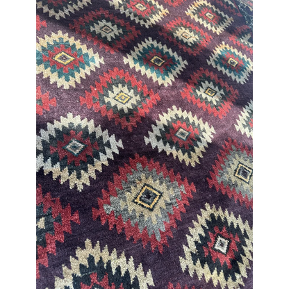 Antique 1900s tribal Baluch wool rug in vibrant geometric patterns