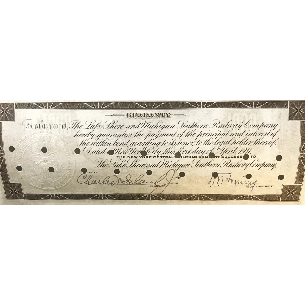 Antique Cleveland Short Line Gold Bond Certificate from 1911 with handwritten details