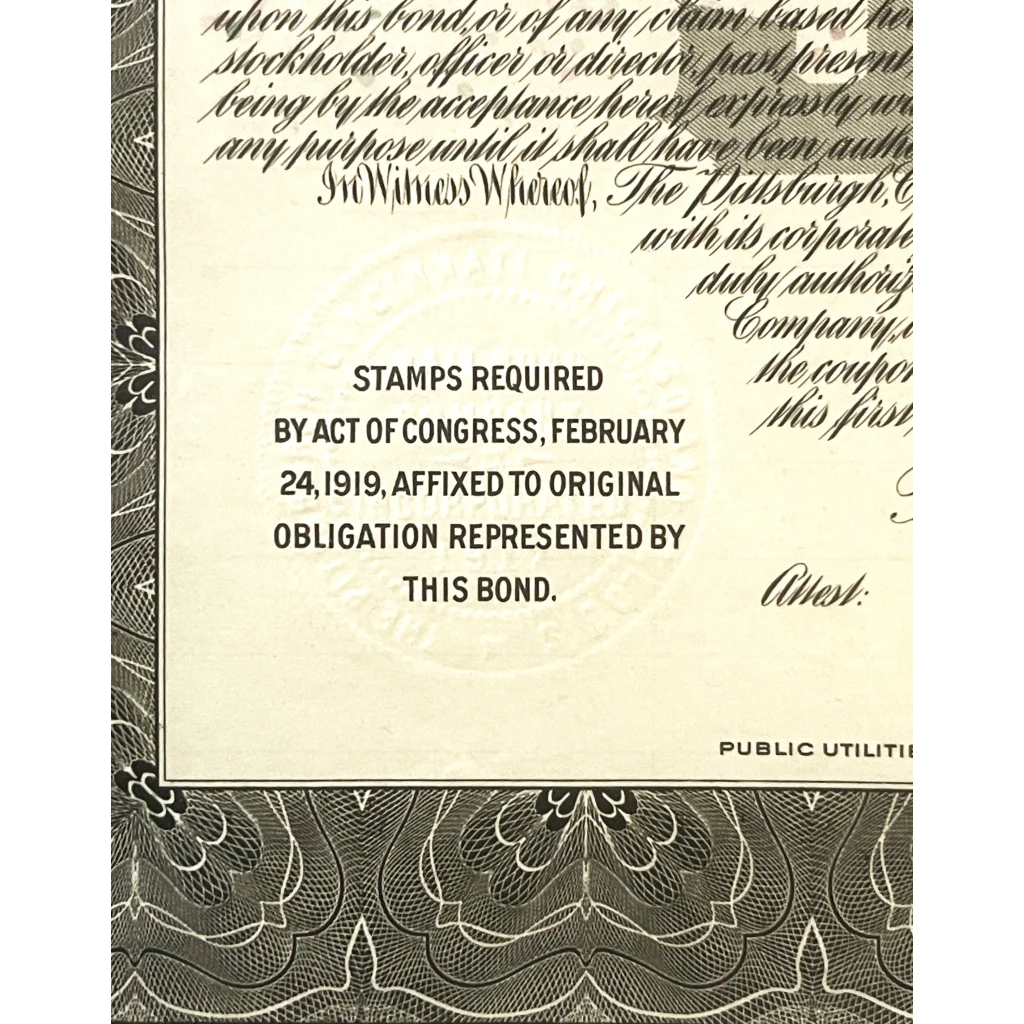 Antique 1920 Pittsburgh Cincinnati Chicago St. Louis Railroad Gold Bond Certificate Collectibles Vintage Stock