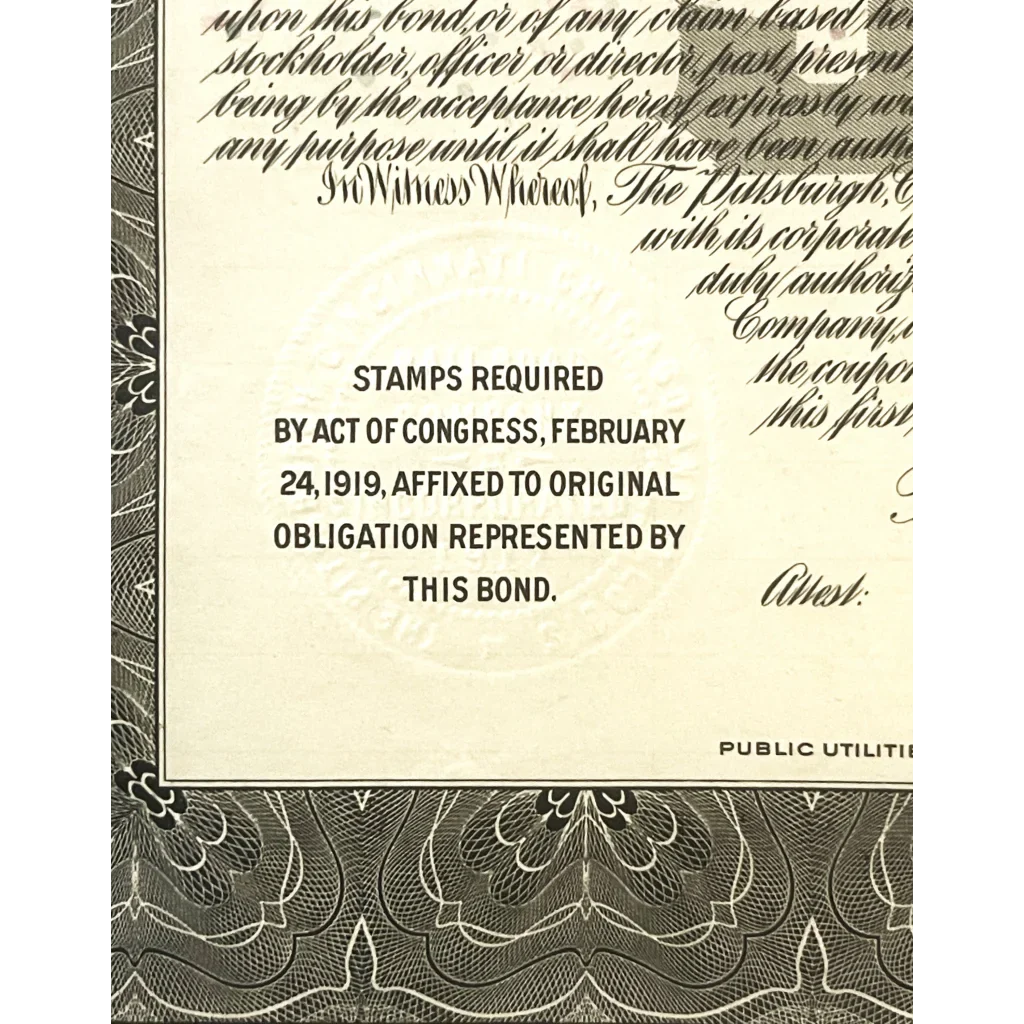 Ornate 1920 Railroad Gold Bond Certificate showcasing detailed stamp requirements