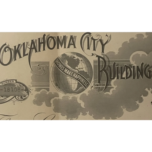 Antique 1920s 🏠 Oklahoma City Building and Loan Association Stock Certificate! Collectibles Rare Find: Collectors Dream!