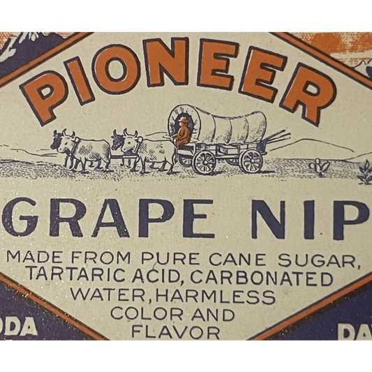 Antique 1920s 🔥 Pioneer Grape Nip Label Davenport WA Stagecoach Delivery! - Vintage Advertisements - Soda and Beverage