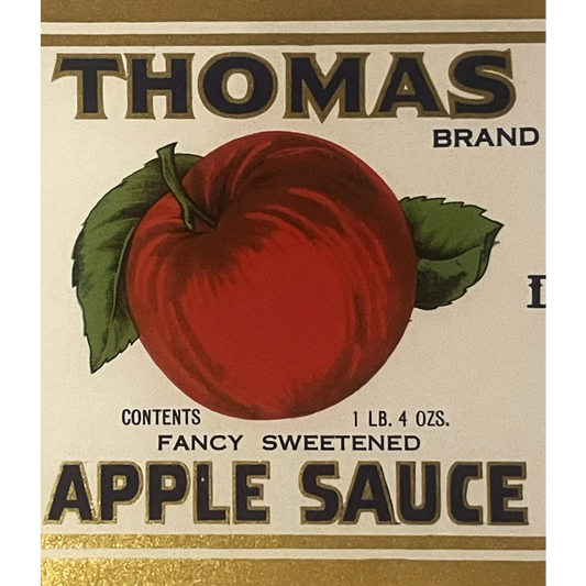 Antique 1930s Thomas Apple Sauce Can Label Bridgewater VA Historic Decor! Vintage Advertisements Charming Label!