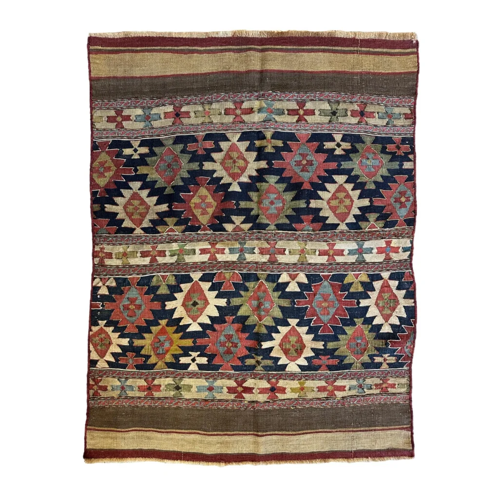 Antique 19th century Shahsavan mafrash panel geometric rug