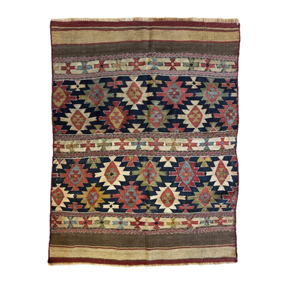 Antique 19th century Shahsavan mafrash panel geometric rug