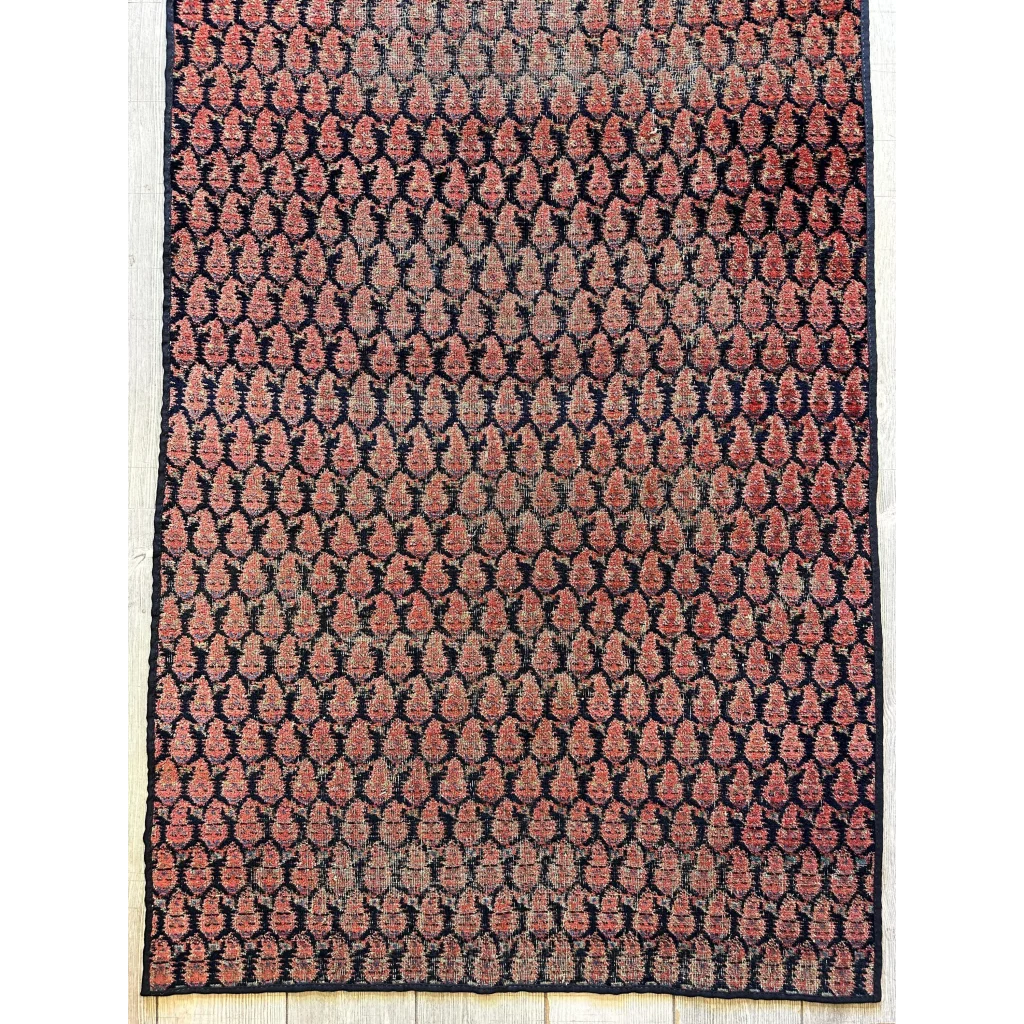 Antique 1880s Kurdish Afshar boteh paisley runner in worn fragment wool condition
