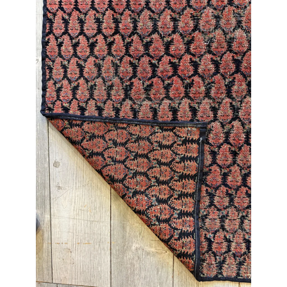 Antique 1880s Kurdish Afshar boteh paisley runner in worn fragment condition natural wool