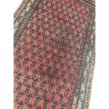 Antique Armenian Karabakh runner rug in terracotta red with paisley boteh pattern