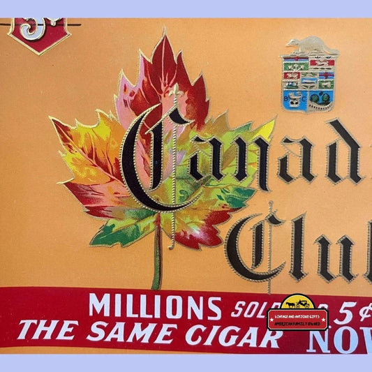 Antique Canadian Club Embossed Cigar Label Maple Leaf Version 2 Red Lion Pa 1920s - 1930s Vintage Advertisements Rare