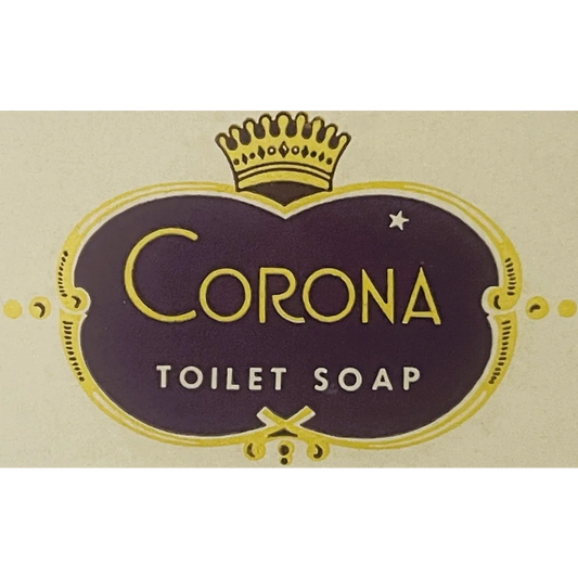 Antique 1900s Corona soap label with purple gold crown, Manhattan Soap