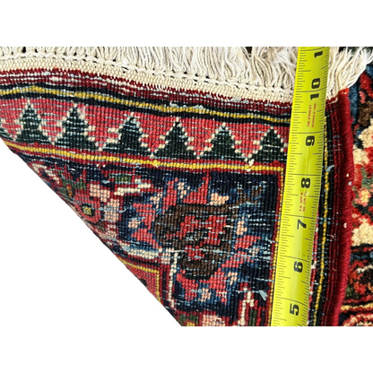 Vibrant antique Persian Bakhtiari rug with floral details in red and blue
