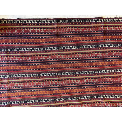 Antique Shahsavan Jajim rug with geometric patterns in reds and browns