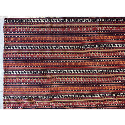 1900s Shahsavan Jajim rug from Azerbaijan, striped pattern detail, hand-woven natural wool