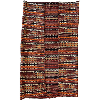 Antique Shahsavan Jajim rug with geometric patterns in earthy tones, natural wool flatweave