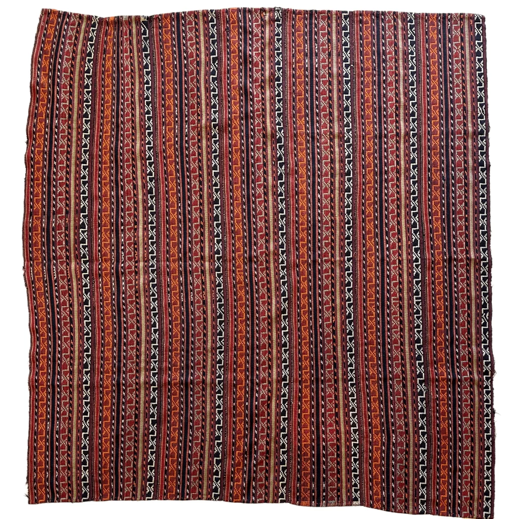 Antique Shahsavan Jajim rug with red orange stripes