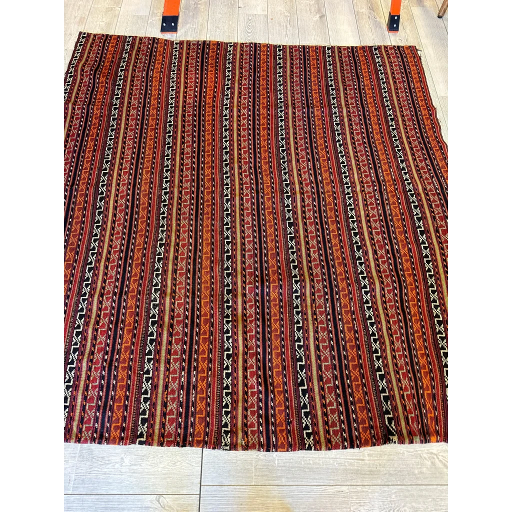 Antique Shahsavan Jajim rug with red orange black stripes