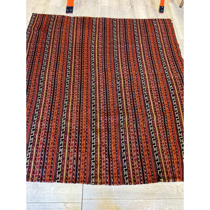 Antique Shahsavan Jajim rug with red orange black stripes