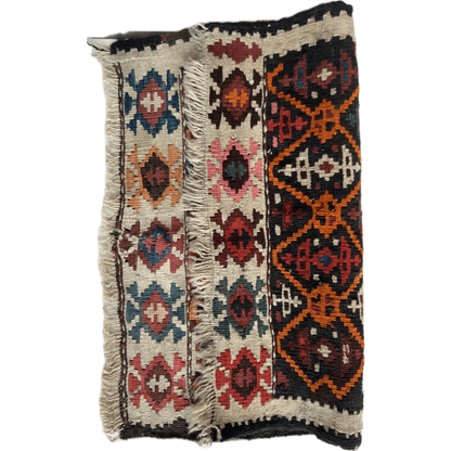 Antique tribal Shahsavan Caucasian natural wool pile kilim rug with vibrant geometric patterns